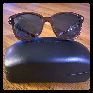 SALVATORE FERRAGAMO BRN SUNGLASSES W/ BLUE LENSES